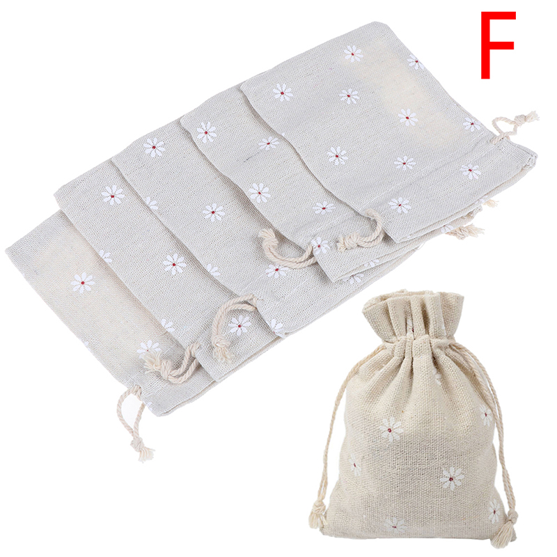 5PCS/lot Mini Jute Drawstring Burlap Bags Party Christmas Jewelry Pouches Packing Bag Drawstring Bags: F