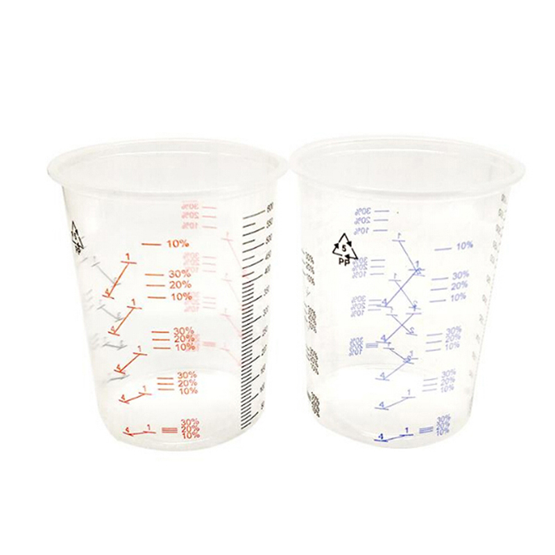 Bol de mélange de peinture en plastique, 10 pièces, gobelet calibré, 600ml, pour un mélange précis de peinture et de liquides