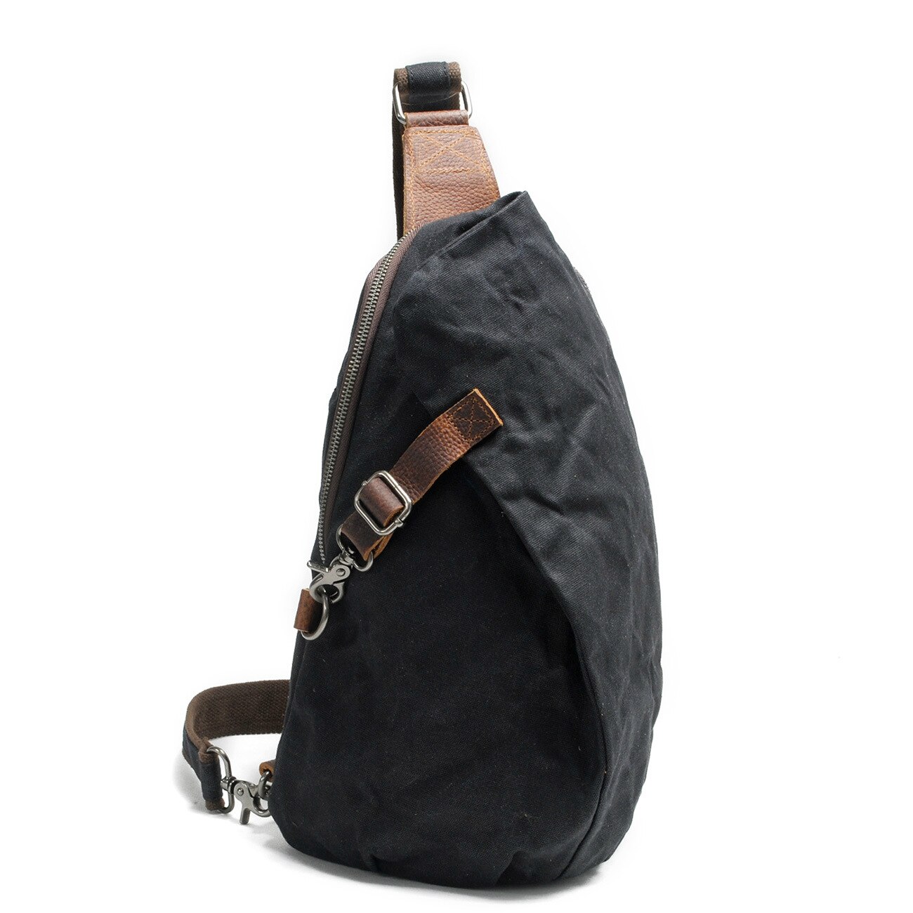 waterproof batik chest bag retro male canvas shoulder diagonal bag casual handbag dumpling bag: Black