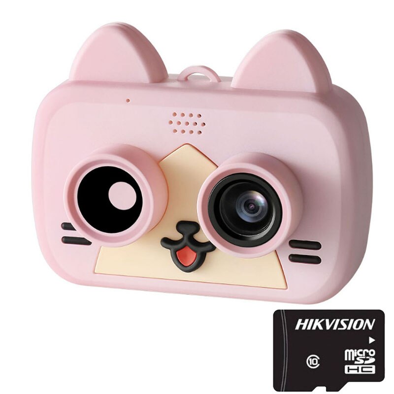 Cámara ultra-mini inteligente para niños IPS 1080P HD cámara Digital impermeable para niños 1200W cámara de dibujos animados de 2 pulgadas soporte WiFi tarjeta TF: pink 8G
