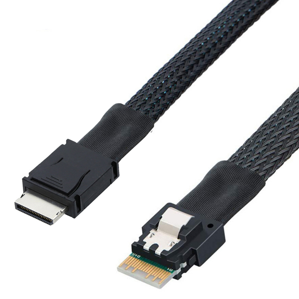 PCIe 4.0 x4 SFF-8654 4i to Oculink SFF-8611 4i Cable, High Speed Slim SAS to Oculink Adapter for NVMe SSD Server GPU Workstation