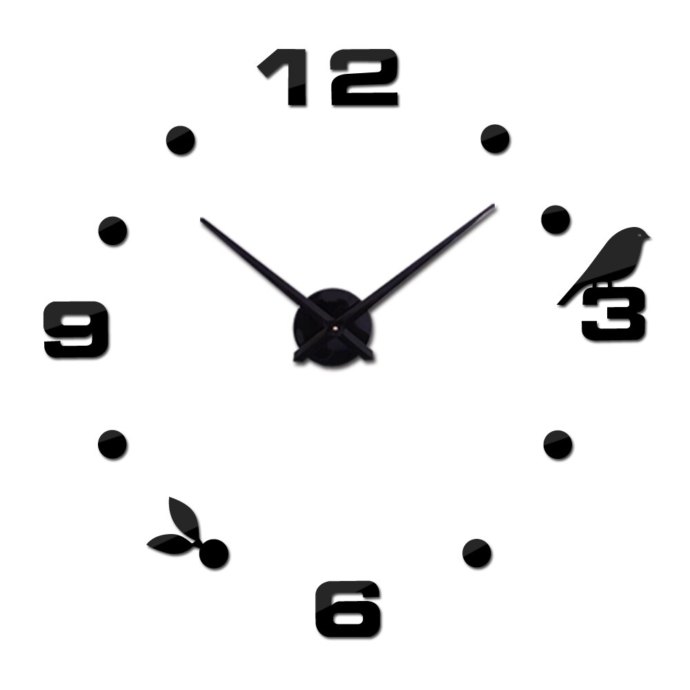 Specialtilbud ur vægure reloj de pared horloge ur stort dekorativt akryl spejl kvarts stue: Sort / 37 tommer