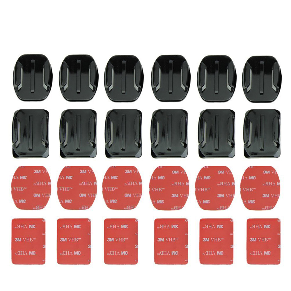 Soportes adhesivos para GoPro 9 8 7 5 6, soportes planos curvos 3M, almohadillas adhesivas para Go Pro Xiaomi Yi SJCAM, cámara de acción, tablero para casco, coche