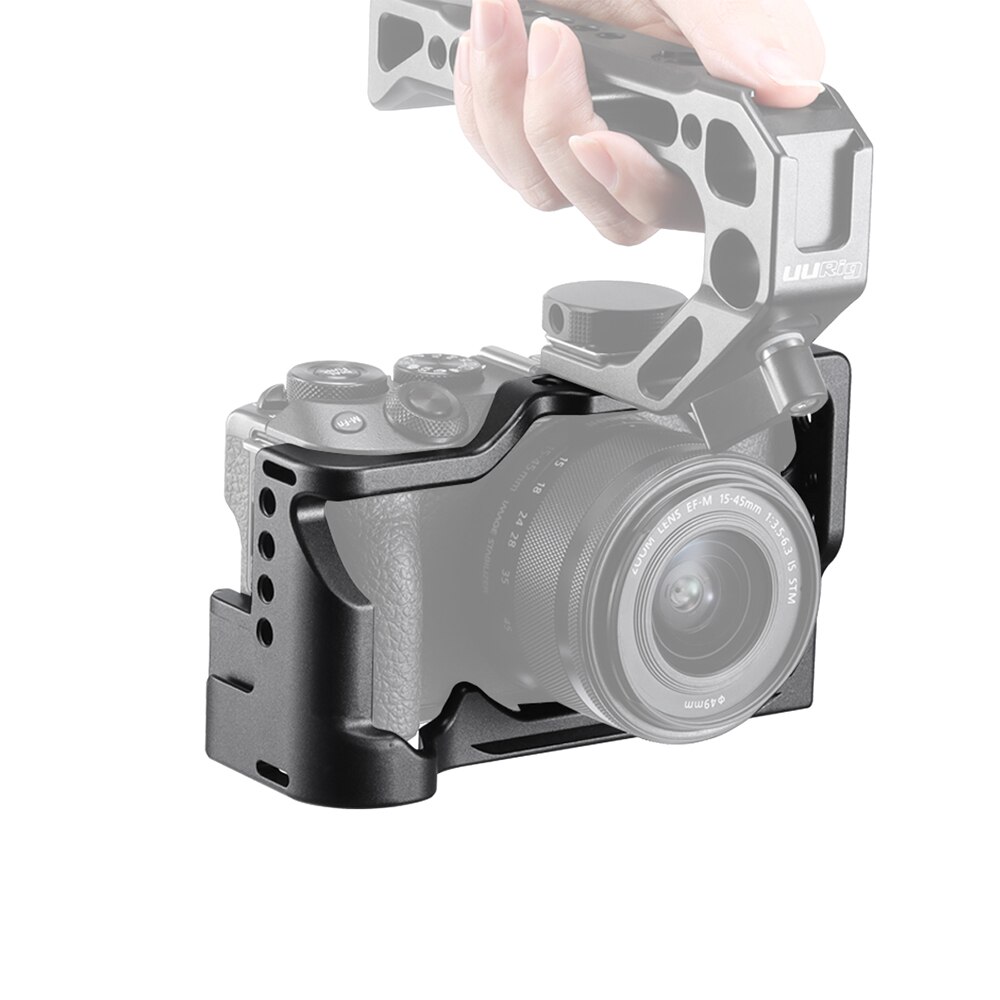 UURig Aluminum Alloy Camera Cage with Cold Shoe Arri Positioning Hole 1/4 Screw for Canon EOS M6 Mark II Mirrorless Camera