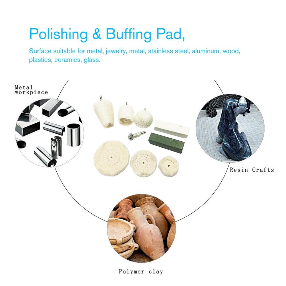 9Pcs Polishing & Buffing Pad Polishing Mop Kit with Shank for Mag Wheels, Manifold, Aluminum, Stainless Steel, Chrome Pack