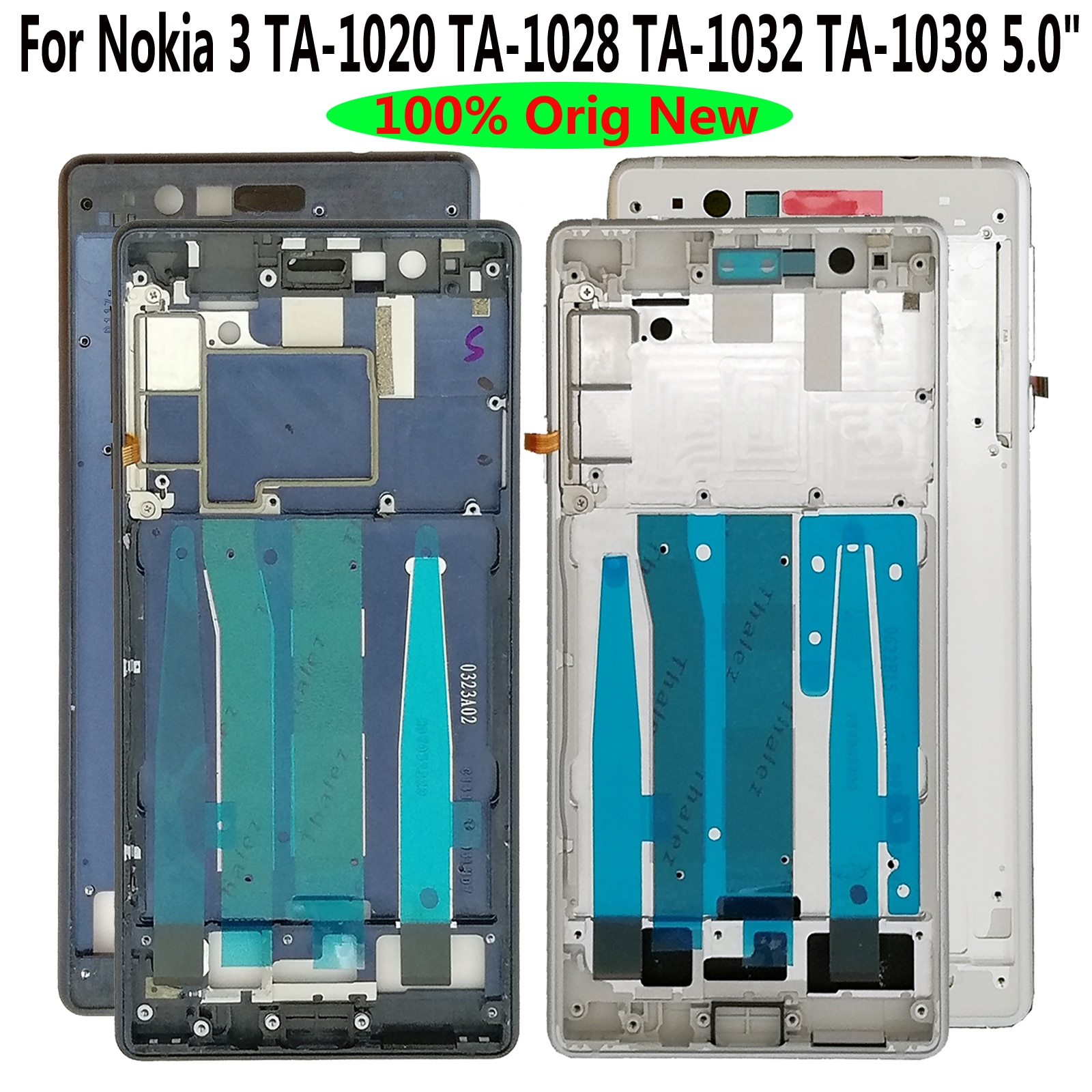 100% Orig. Nuovo 5.0 "per Nokia 3 TA-1020 TA-1028 TA-1032 TA-1038 frontale medio cornice Dello Schermo