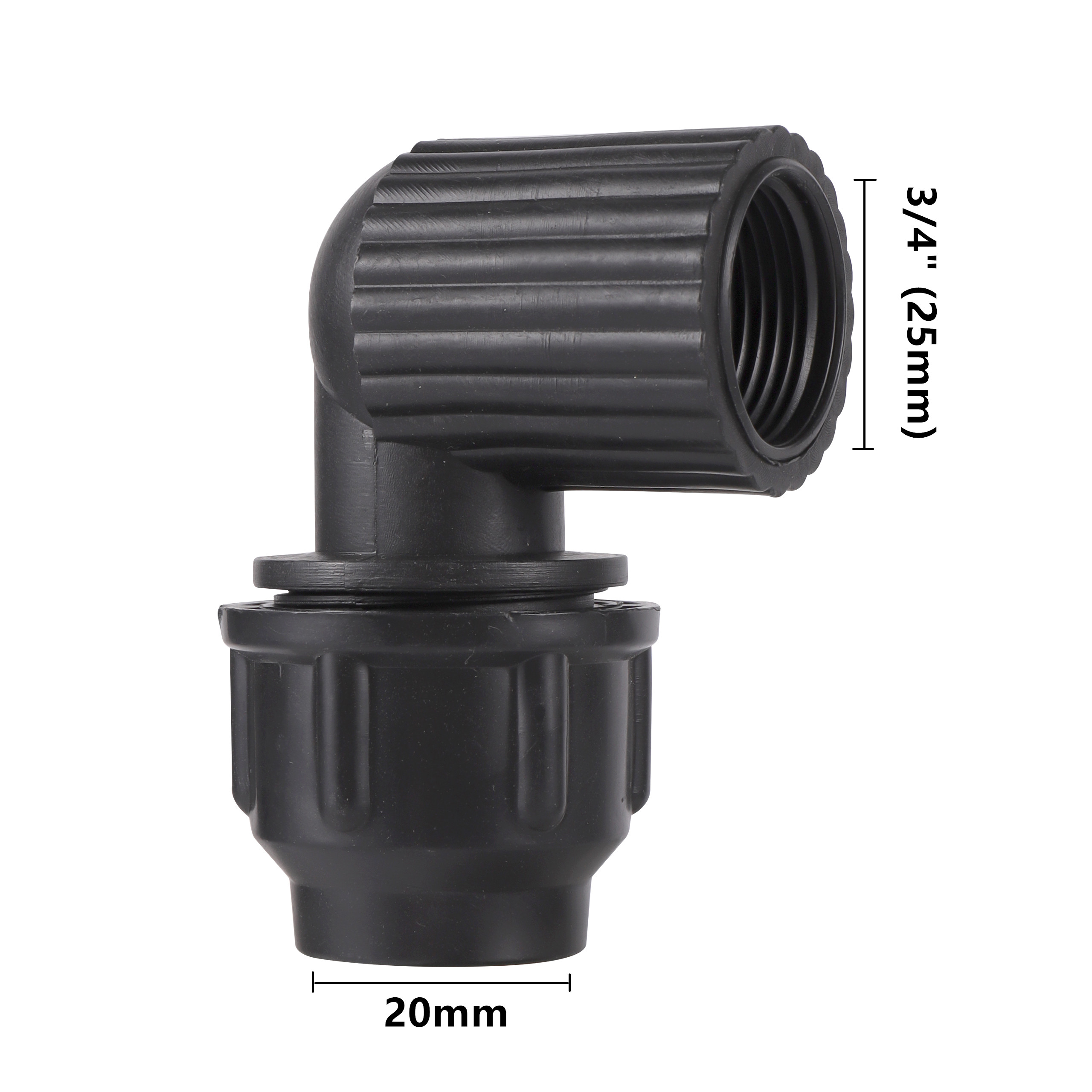 20/25/32mm HDPE PE PVC Pipe Compression Fittings 1/2&quot; 3/4&quot; 1&quot; Thread Irrigation Watering System Elbow Locked Coupling: 3I4 to 20mm