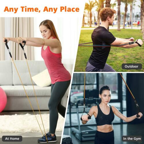 Newest 11pcs Fitness Resistance Bands Gym Kit Tubes with Handle Door Anchor Ankle Strap