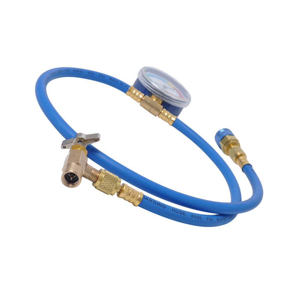 AC Charging Hose HVAC Refrigerant R134A Car Air Conditioning Refrigeration Tube Hose With 55MPa Pressure Gauge (Blue+Golden): Default Title