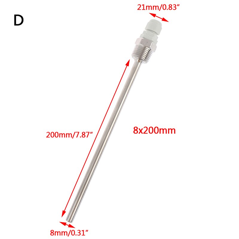 50-200mm Acero inoxidable Thermowell 1/2 "NPT roscas para sensores de temperatura Ajuste de tubo de 6mm de diámetro: 200mm