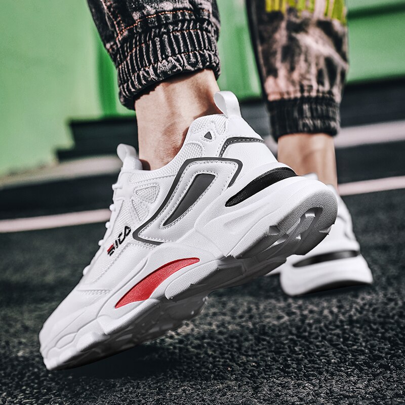 Tênis masculino sapatos de tênis de ar almofada rendas até sapatos de desporto respirável tênis de malha branco tenis femininohombre formadores sapatos esportivos