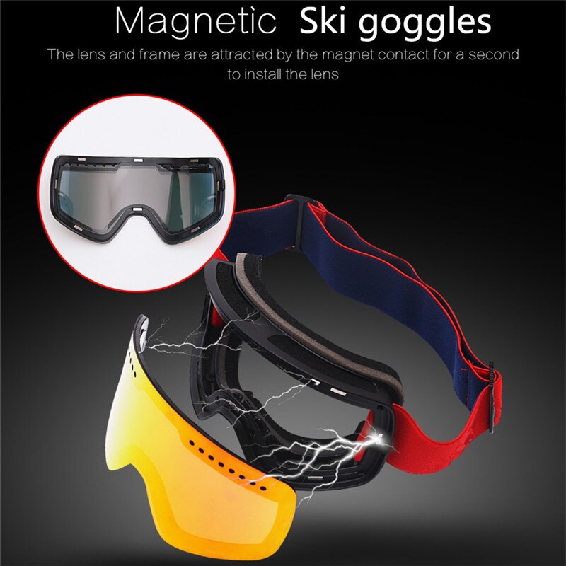 Magnetische Ski Brille Anti-Nebel-Doppel Objektiv Uv400 Professionelle Ski Brille Brillen Männer Frauen Skifahren Snowboard Brille Googles