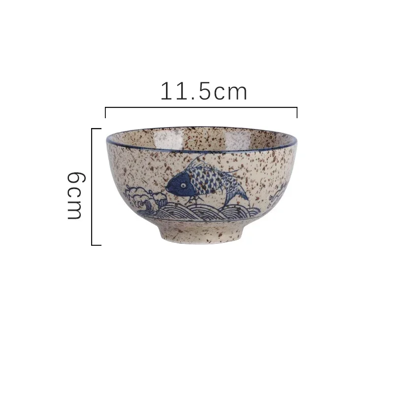 Ciotola di riso per uso domestico in ceramica da 4.5 pollici ristorante retrò giapponese stoviglie per la casa che mangiano piatti ciotola per zuppa