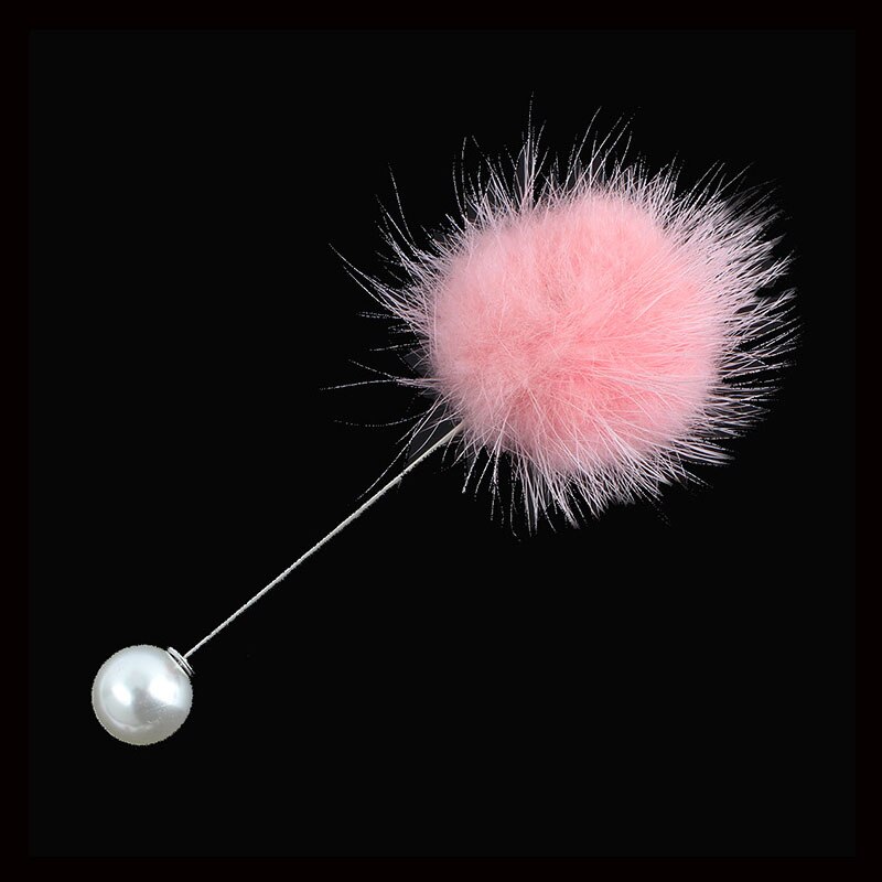 Leuke Charm Gesimuleerde Pearl Broche Pins Voor Vrouwen Koreaanse Bont pompom Bal Piercing Revers Broches Kraag Sieraden 26: pink