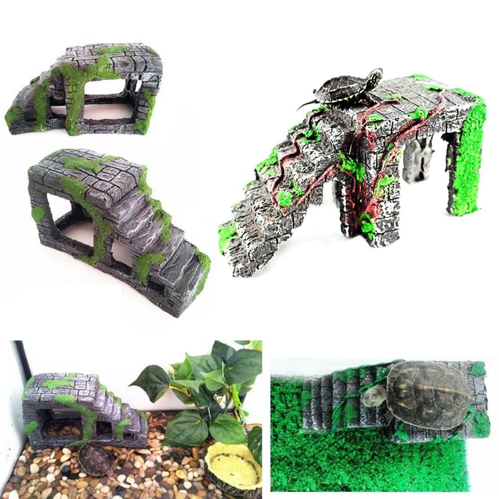 Aquarium Fish Tank Simulation Pet Turtle Terrace Resin Turtle Step Climbing Terrace Island Reptile Hide Point Aquarium Landscape