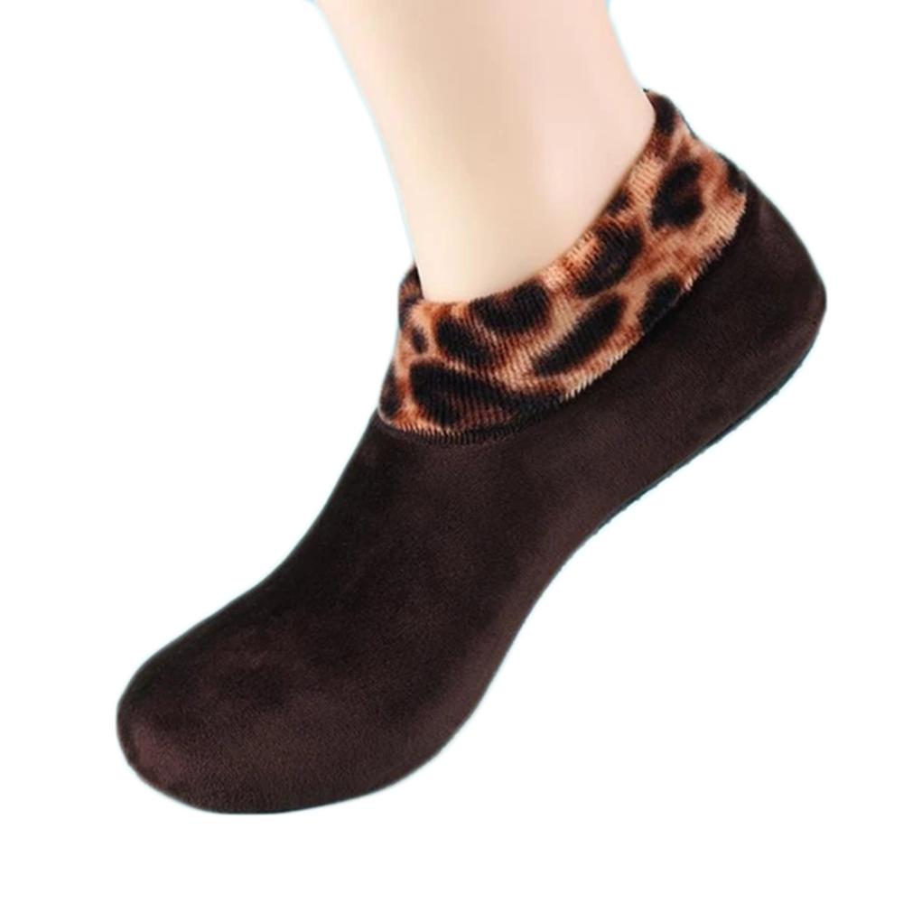 Calcetines Mujer Invierno femmes hiver léopard lit antidérapant maison intérieure anti-dérapant chaussettes thermiques Calzini Donna: C