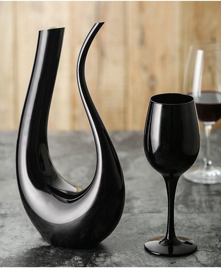 Decantador de vino negro sombreado copa de vidrio sin plomo copa de vino grande Copa creativa decoración de estante de vino
