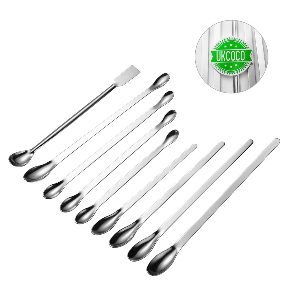 UKCOCO in 1 Stainless Steel Sampling Spoons Laboratory Scoops Mixing Spatulas (Silver)