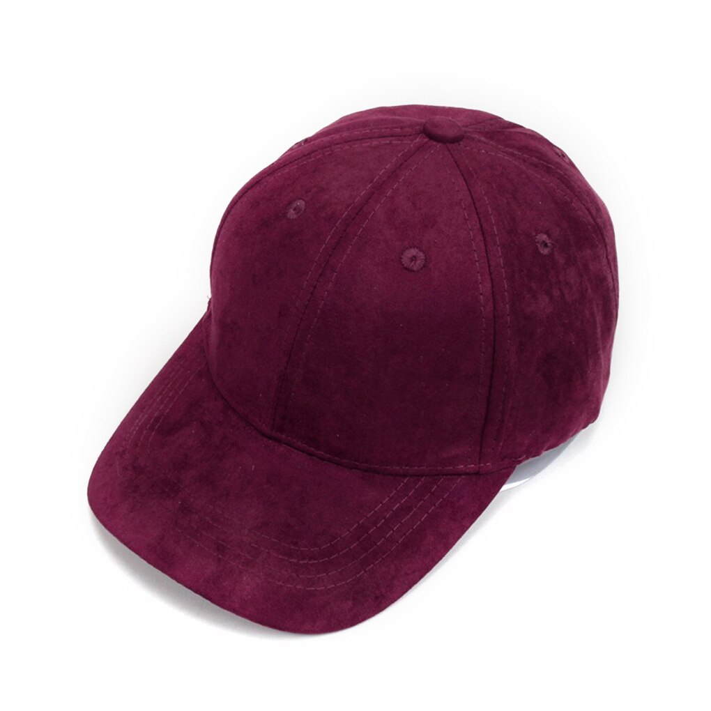 Justerbar unisex ruskind baseball cap buet randen hat ensfarvet udendørs sports hat vinter hat cap: 8