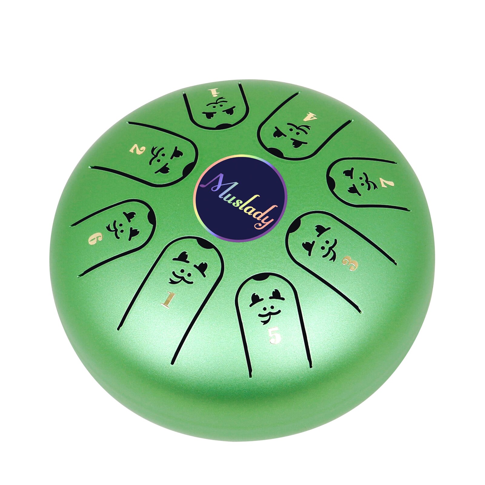 Muslady 5.5 Inches Mini Steel Tongue Drum 8 Notes C Key Handpan Drum Chinese Zodiac Patterned Tank Drum Percussion Instruments: Green