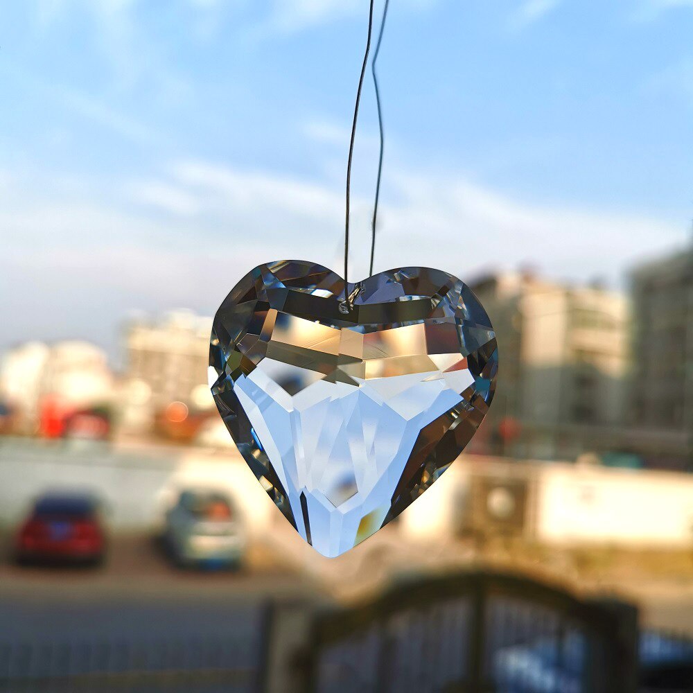3d hjerteformet krystall anheng glass klar lysekrone krystaller suncatcher krystall prismer hengende diy bryllup hjemmeinnredning 45mm