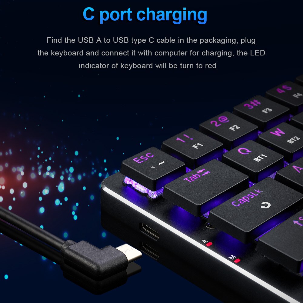 REDRAGON Elise Pro K624P RGB Super slim Mechanical Gaming Keyboard USB Surpport Bluetooth wireless 2.4G 63 Keys for Compute PC