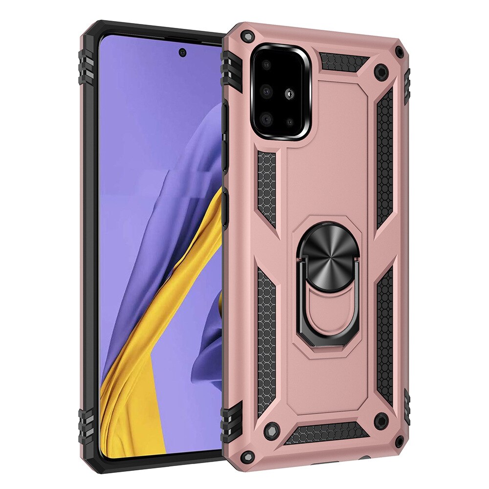 For Samsung Galaxy A51 Case Car Holder Mgnetic Ring Bracket Armor Cover For Samsung Galaxy A71 A50 A50S A30S Phone Cases: For Galaxy A71 / Rose Gold