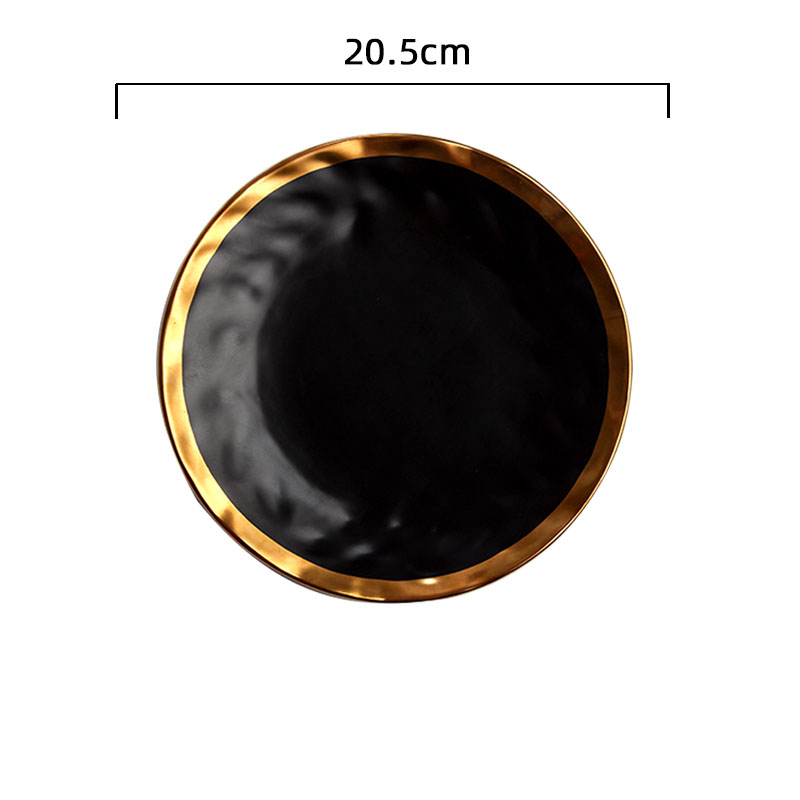 złoty udar talerze ceramiczne nordycki kreatywność matowe płytki talerz restauracja taca robić serwowania deser ciasto naczynia zastawa stołowa robić kuchni: Plates-20.5cm-czarny