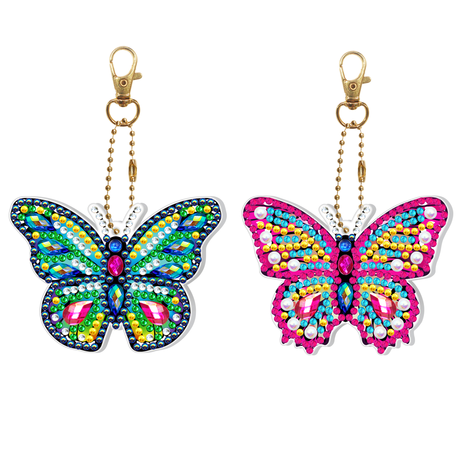 2 Pieces Of 5D Diamond Painting DIY Keychain Double Sided Full Diamond Butterfly Cake Luminous Pendant Bag Accessories Toys: DYSK07