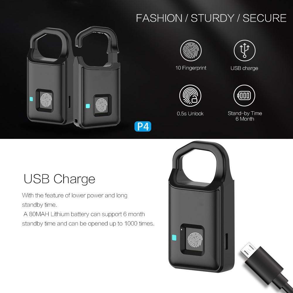Smart Fingerprint Padlock Lock Biometric Padlock Lock P4 Finger Print Security Lock