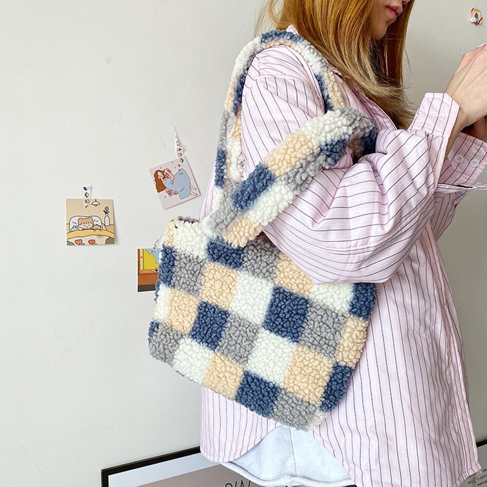 Neue Winter Flauschige Großen Schulter Tasche Für Frauen Leopard Zebra-Print Unterarm Taschen Liebe Herz Muster Weichen Plüsch Warme Pelz tote Taschen: Style 4