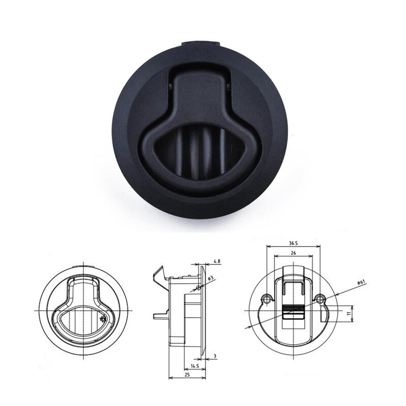 2 pièces noir 2 pouces chasse tirer claquement loquet pour bateau pont trappe 1/4 pouces Style de verrouillage de porte pour RV remorque bateau