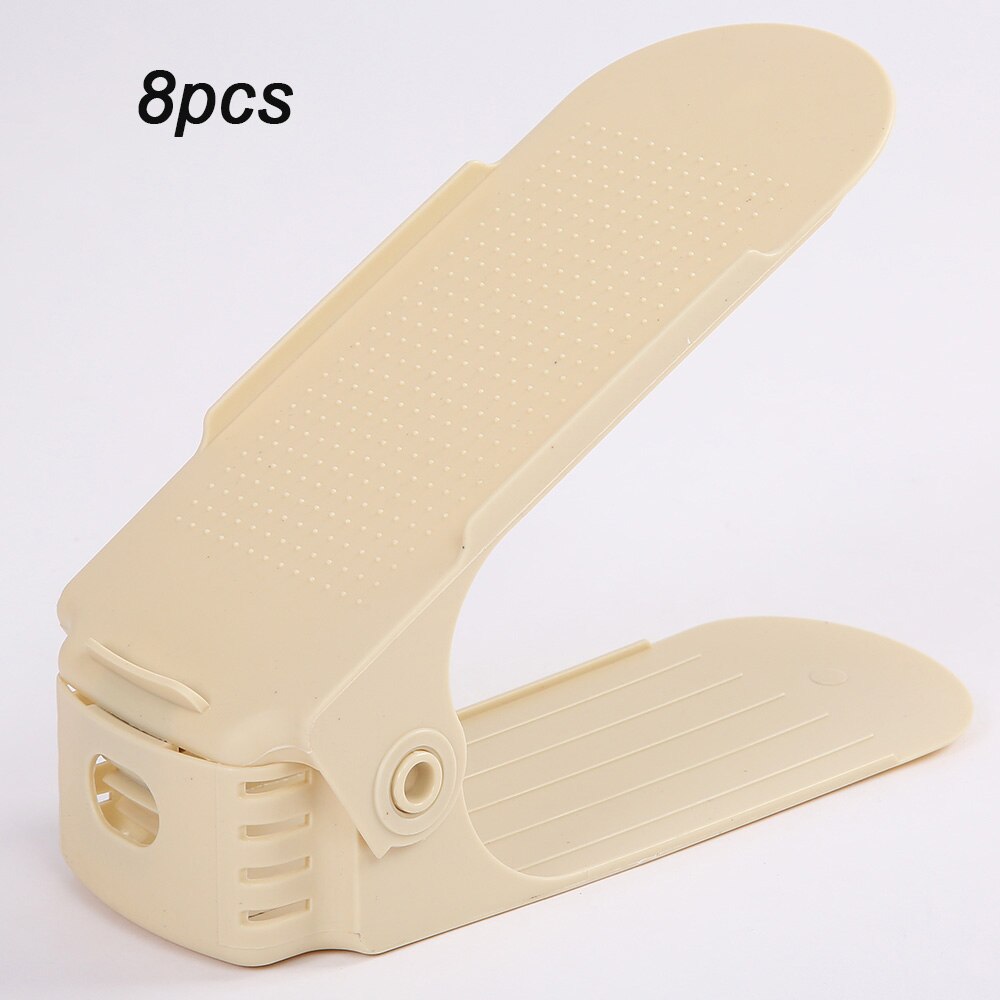 8 stuks verstelbare dubbele schoenenorganizer moderne schoonmaak opbergrek plastic woonkamer organizers schoenendoos standaard beugel schoenendoos: 8 stuks lichtgeel