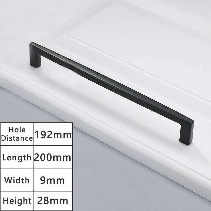 YUTOKO European Style Matte Gold Cabinet Handles Solid Brass Kitchen Cupboard Pulls Drawer Knobs Furniture Handle Hardware: 105-192mm Black