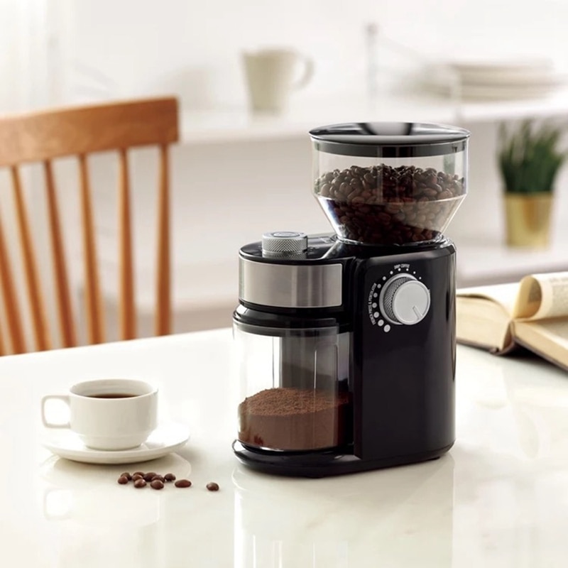 Elektrisk kaffekværn kaffemølle maskine kaffebønnekværn maskine flade grater mølle sort eu stik: Default Title