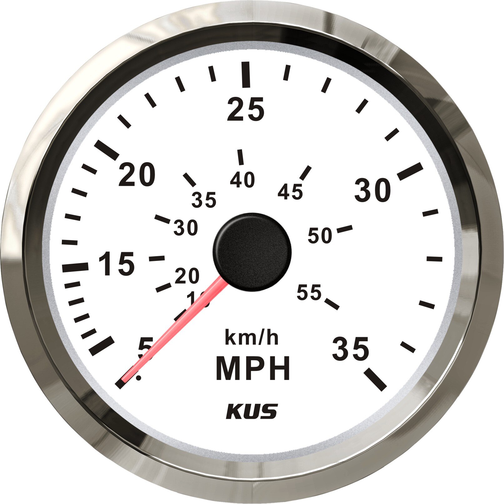 Kus båd speedometer gauge marine speed meter hvid ansigt 12v/24v 0-35 mph 85mm