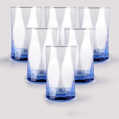 6 stks/set blauw bierpullen Dikke Bodem Glazen beker Huishoudelijke hittebestendig Glas Thee Bier Glas Sap Cup Rood wijn Glas: blue 315ml 6pc