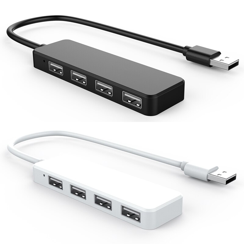 2 stuks ultradunne usb-hub 4-- poorts usb 2.0- hub wit & zwart