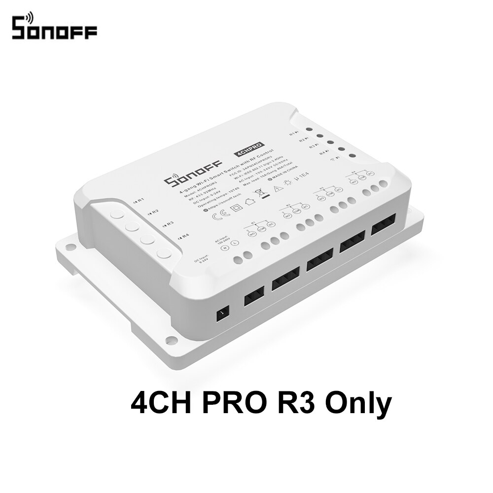 Itead sonoff 4ch r3/  pro  r3 wifi switch 4 gang 4- vejs montering wifi wireless smart switch app remote interrupter relay switches: Sonoff 4ch pro  r3
