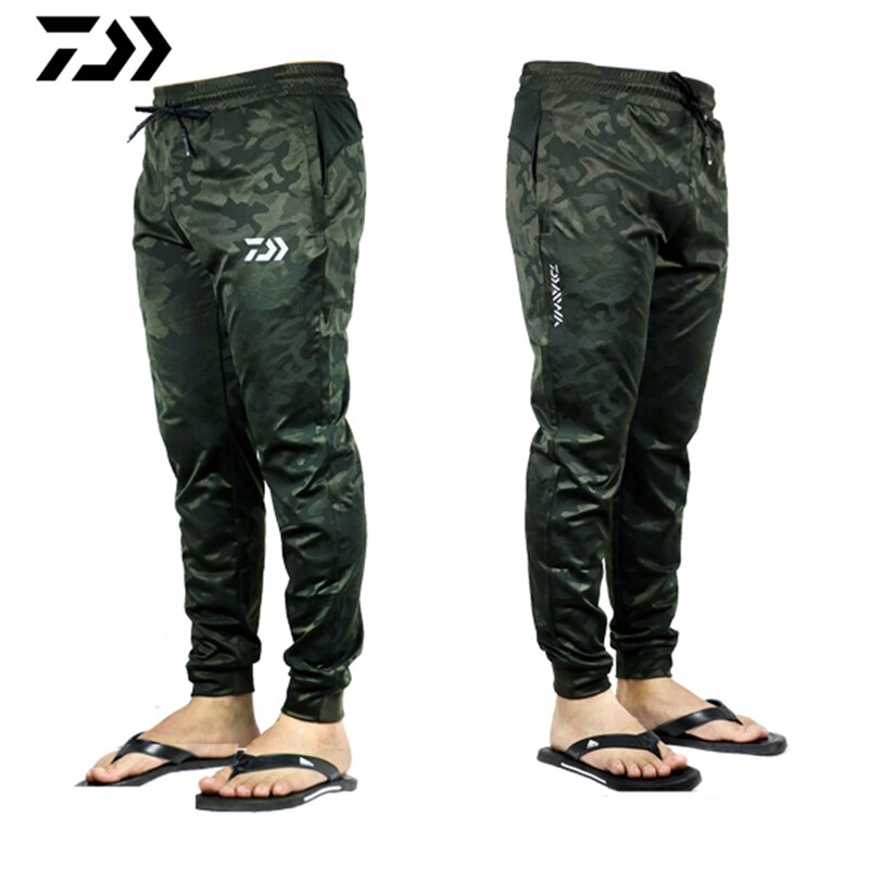 Daiwa Pants Men Casual Outdoor Sports Camouflage Fishing Pants Drawstring Anti-UV Quick Drying Breathable Sweatpants