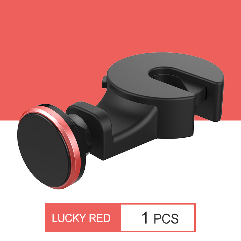 Mobiele Telefoon Tablet Stand Auto Achterbank Houder Voor Mini Ipad Telefoon Beugel Multifunctionele Auto Haak Draaibaar Magnetic Base mount: Red Left