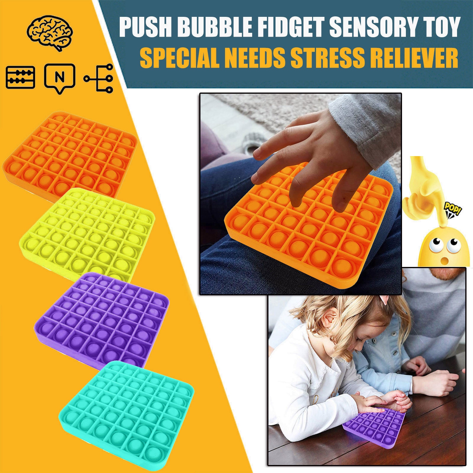 Push Bubble Fidget zabawka sensoryczna autyzm specjalne potrzeby Stress Reliever pomaga złagodzić stres i zwiększyć ostrość miękkie wycisnąć Toy2021