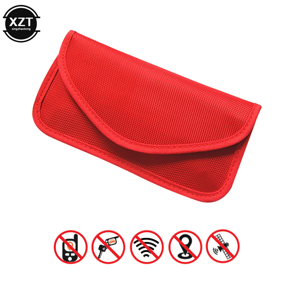 Portable Car Key Signal Blocker Case Faraday Cage Fob Pouch Keyless RFID Blocking Bag RFID Card Protector Car Accessories: Red