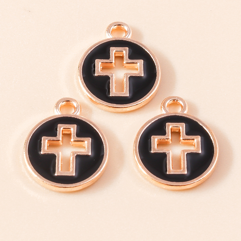 20 stk. 11 x 14mm søde emalje hule kors charms vedhæng til smykkefremstilling øreringe halskæder armbånd gør-det-selv håndværk forsyninger: Lysegul guldfarve