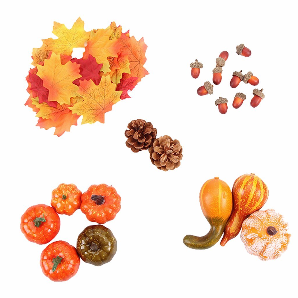 50 Stks/set Simulatie Pompoen Gouden Herfst Pompoen Halloween Pompoen Thanksgiving Decoratie Pompoen Props Qe