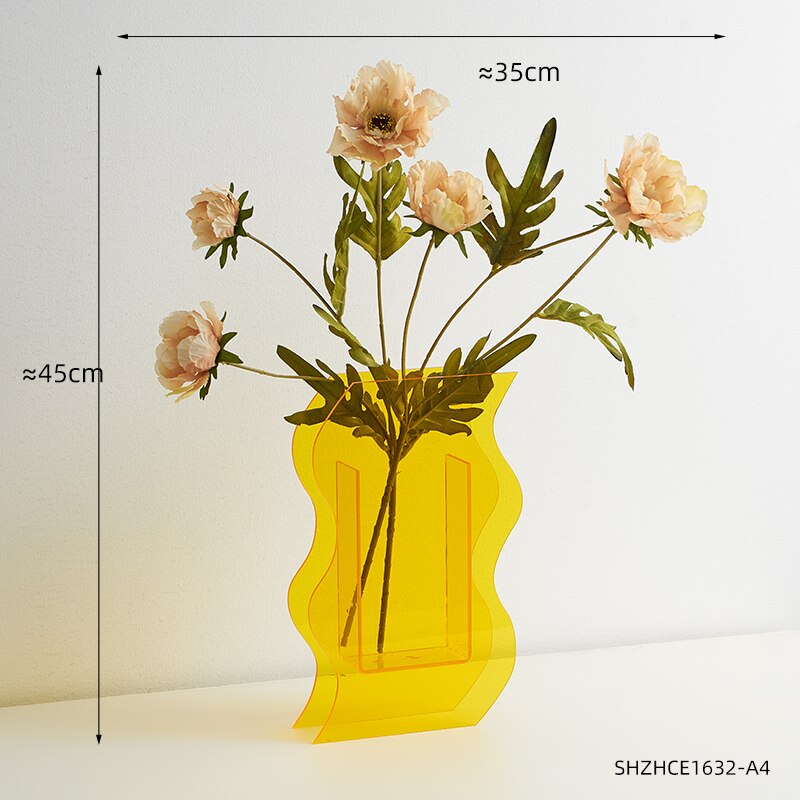 Vase en acrylique Transparent, décoration nordique, décoration de Table pour la maison, salon, chambre à coucher, décoration de bureau,: Combination 4