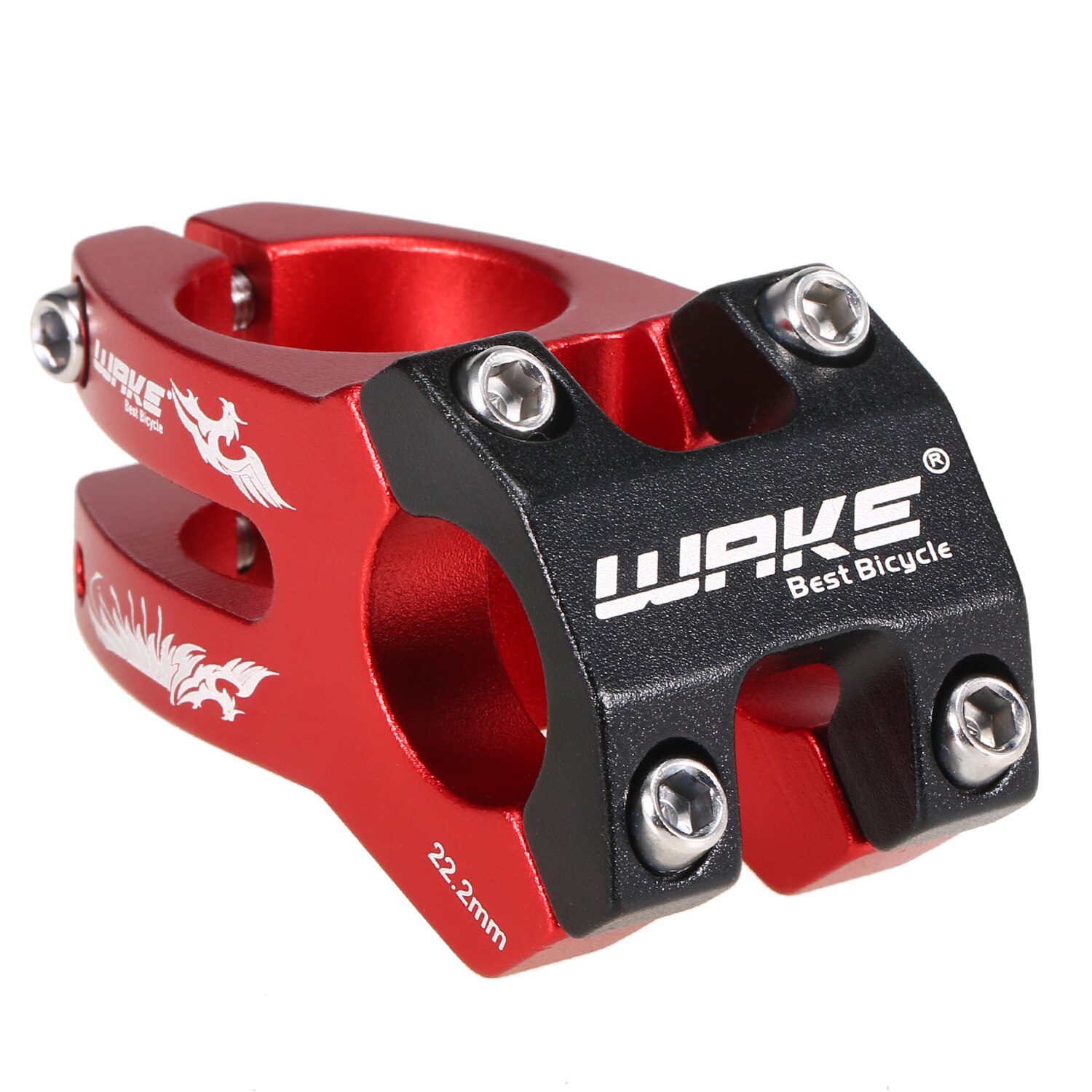 Wake stem Bicycle Stem Children Balance Bike Handlebar Stem Children Bicycle Aluminum Alloy Riser bike stem: Red 22.2mm