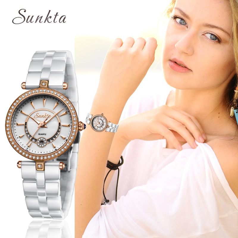 Sunkta quartz kvinder ure keramik ure kvinder top luksus mærke dame boutique armbånd ur kvinde ur reloj de dama