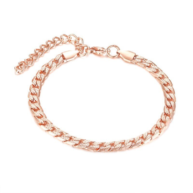 585 roséguld kedjor kvinnor armband armband rostfritt stål pulseira feminina tillbehör ingen blekning: Br -645r bild