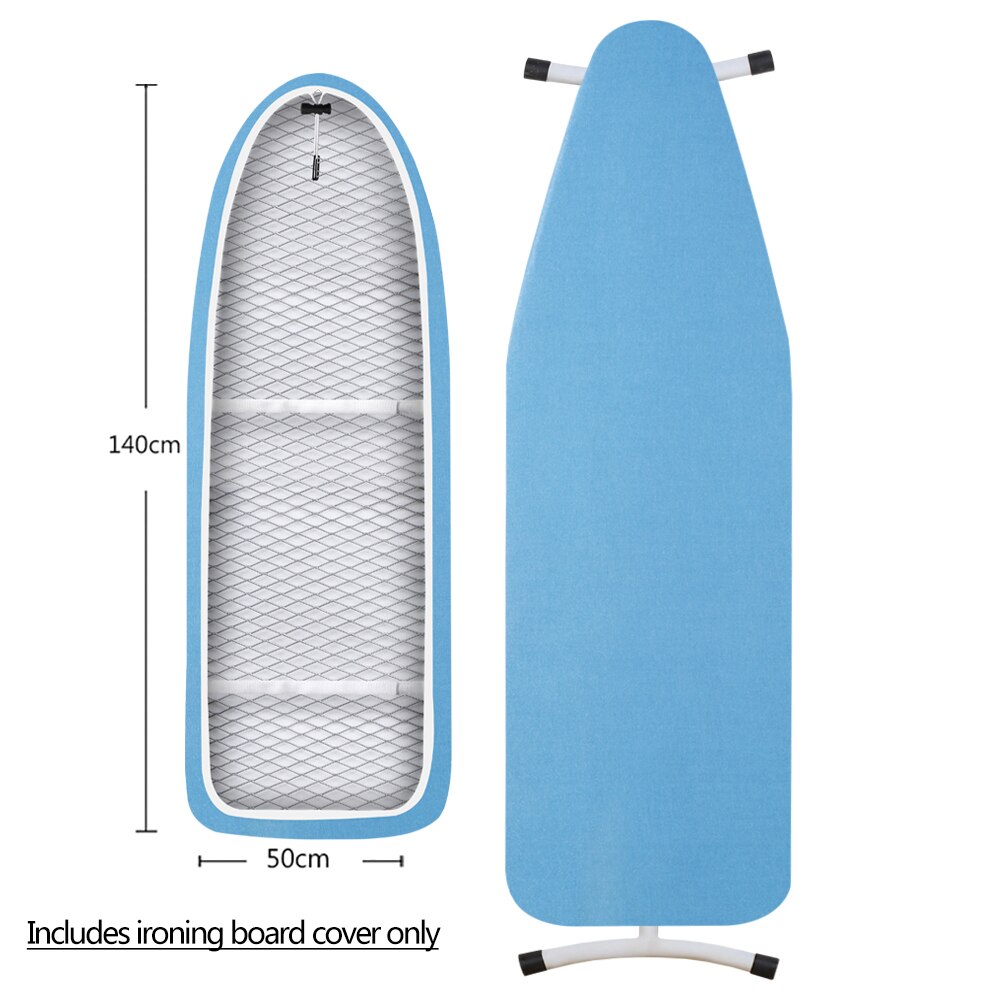 Ironing Board Cover Scorch Resistant, Cotton Cloth Ironing Cover with Padding Heat Reflective Heavy Duty Pad 140x50cm: 140x50-Blue